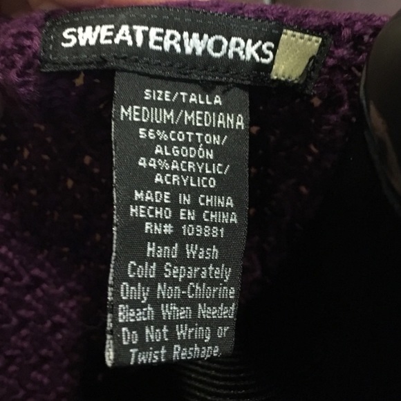 Sweaterworks Button Up Knit Sweater Purple, Medium - Picture 5 of 6